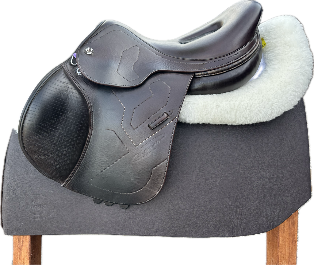 Prestige X-Breath Double Flap Jumping Saddle 1635 Tobacco Calfskin Used