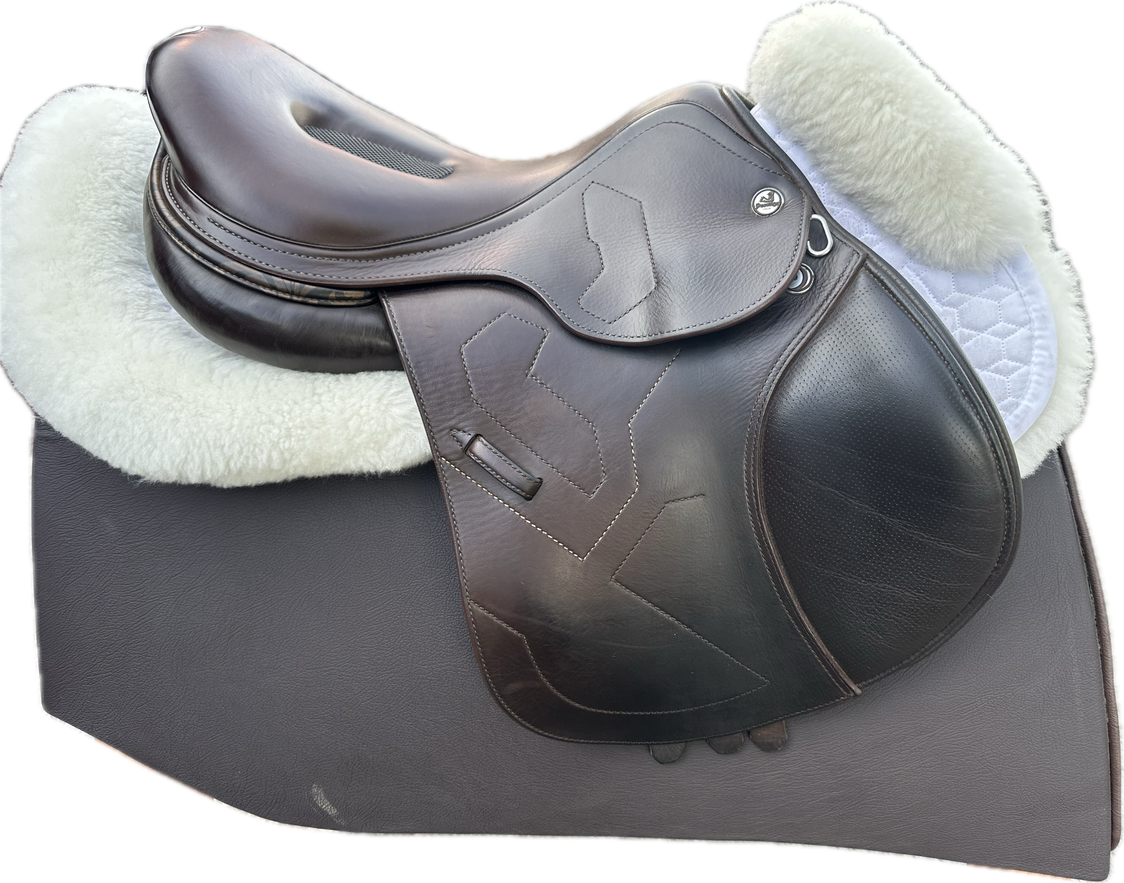 Prestige X-Breath Double Flap Jumping Saddle 1635 Tobacco Calfskin Used