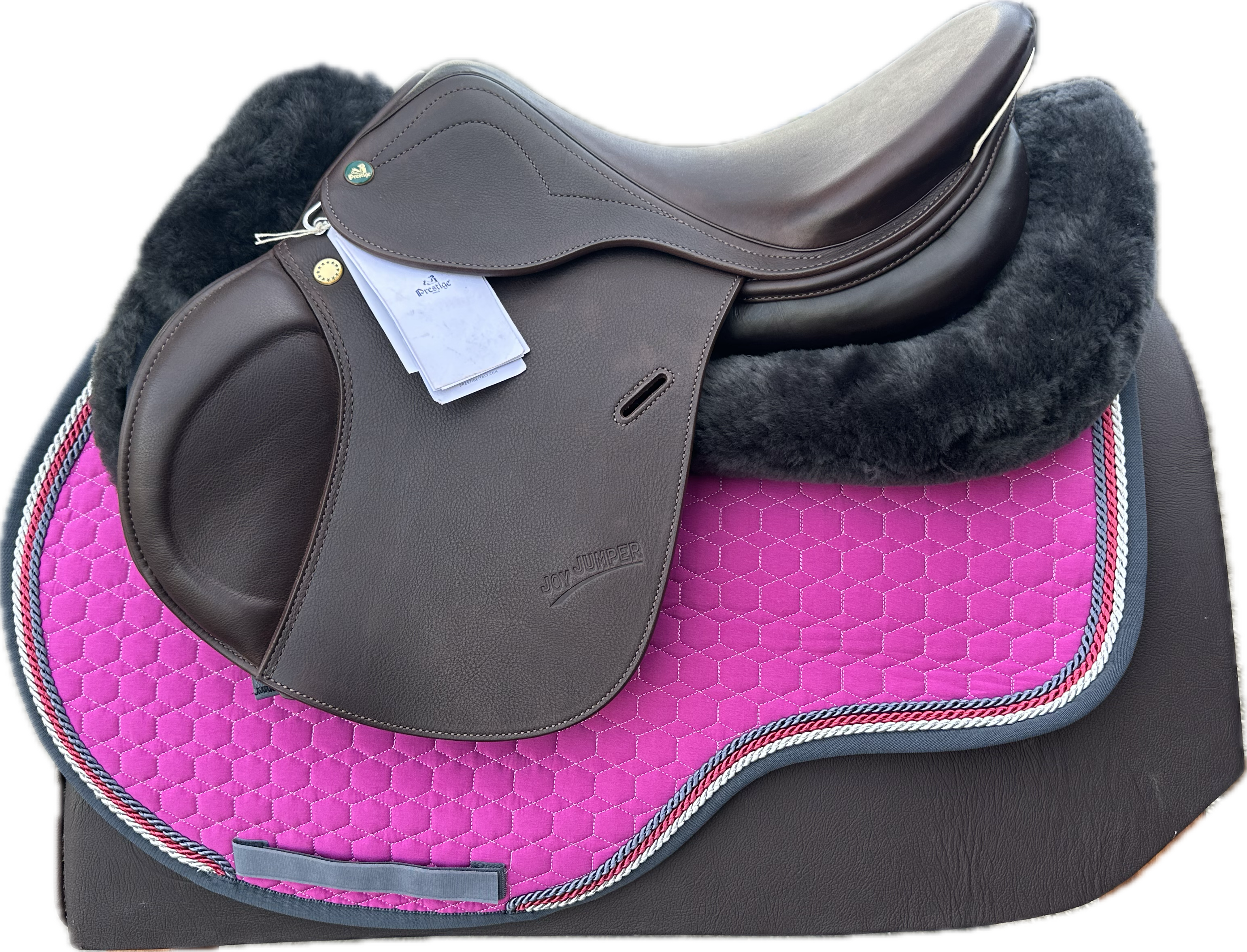 Prestige Joy Jumper Double Flap Jumping Saddle 1634 Tobacco Calfskin Ex demo with full warranty.