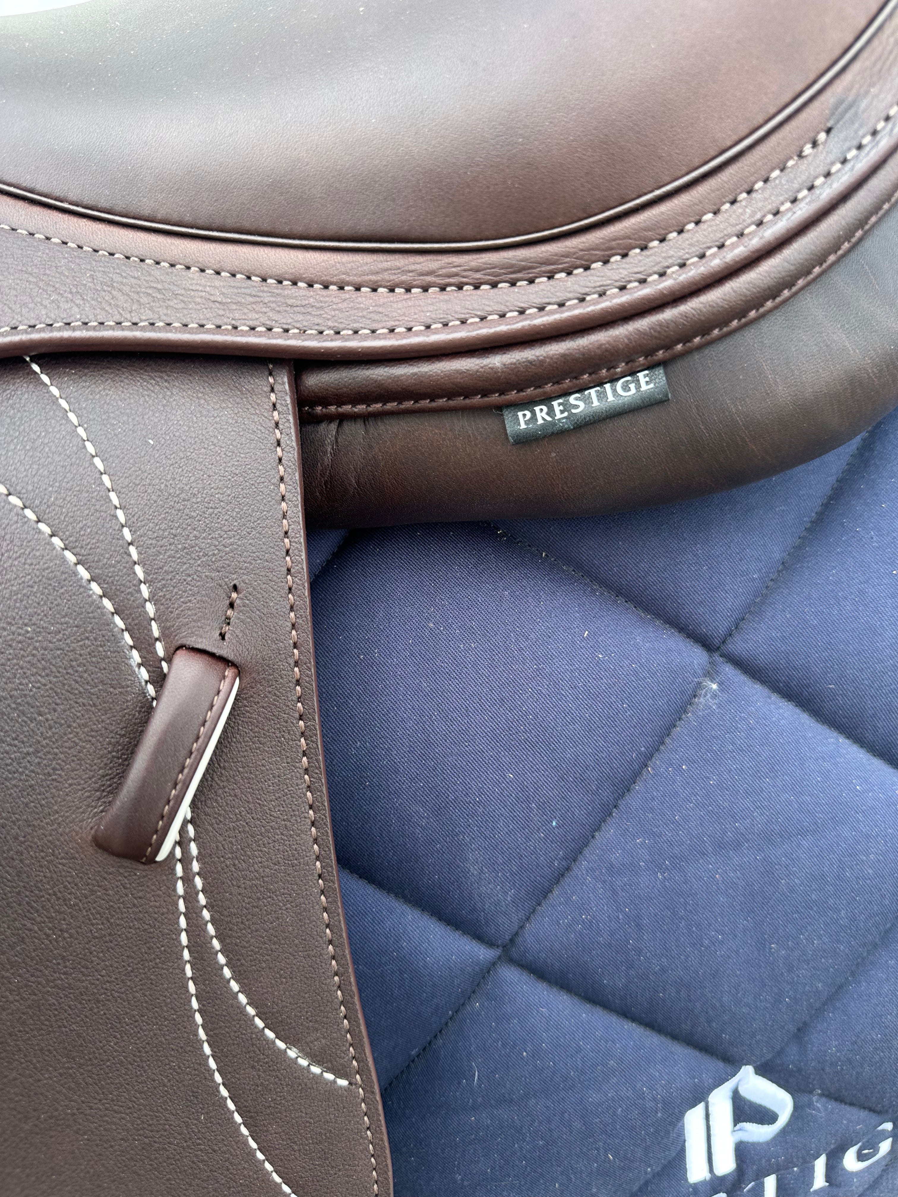 Prestige Skyward Double Flap Jumping Saddle 1634 Tobacco Calfskin. New with warranty.