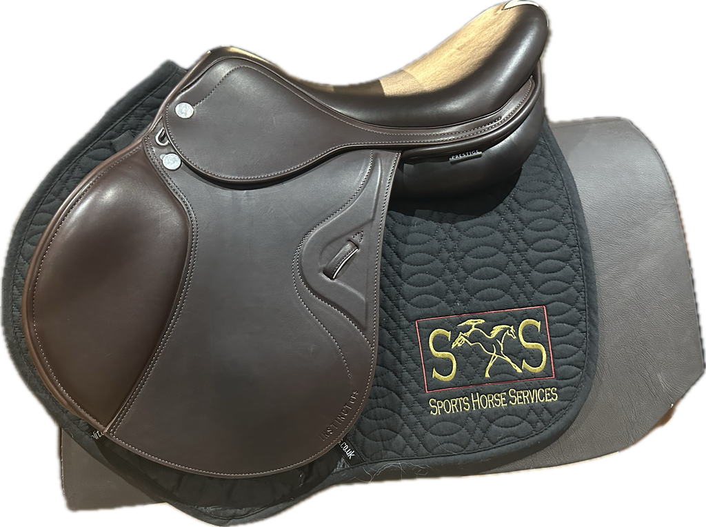 Prestige Instinct CPS 1734 Tobacco Jumping Saddle with Shoulder Free Panels USED