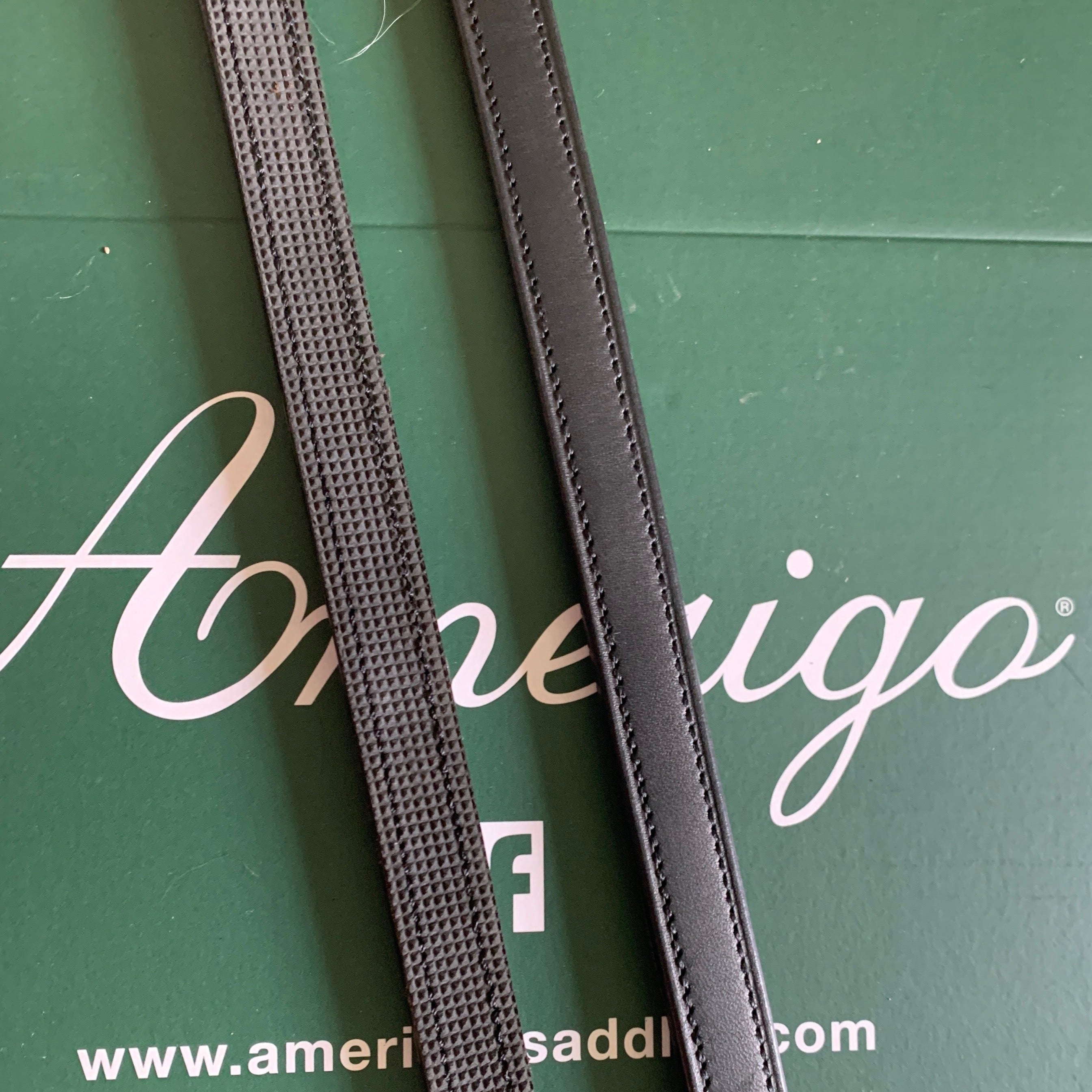 Amerigo Vespucci Traditional Dressage Snaffle/Flash Bridle with Half Lined Rubber Reins Black Full