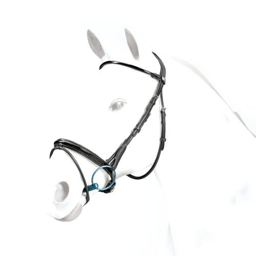 Equipe Rolled Flash Patent Bridle brown cob with Rubber Reins