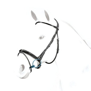 Copy of Equipe Rolled Flash Patent Bridle Black cob with Rubber Reins